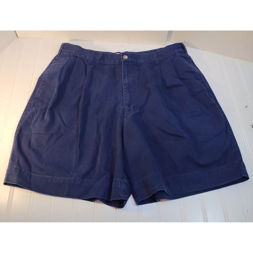 VTG Sutter & Grant Mens Navy Blue Pleated Chino Shorts Size 36 Preppy Old Money
